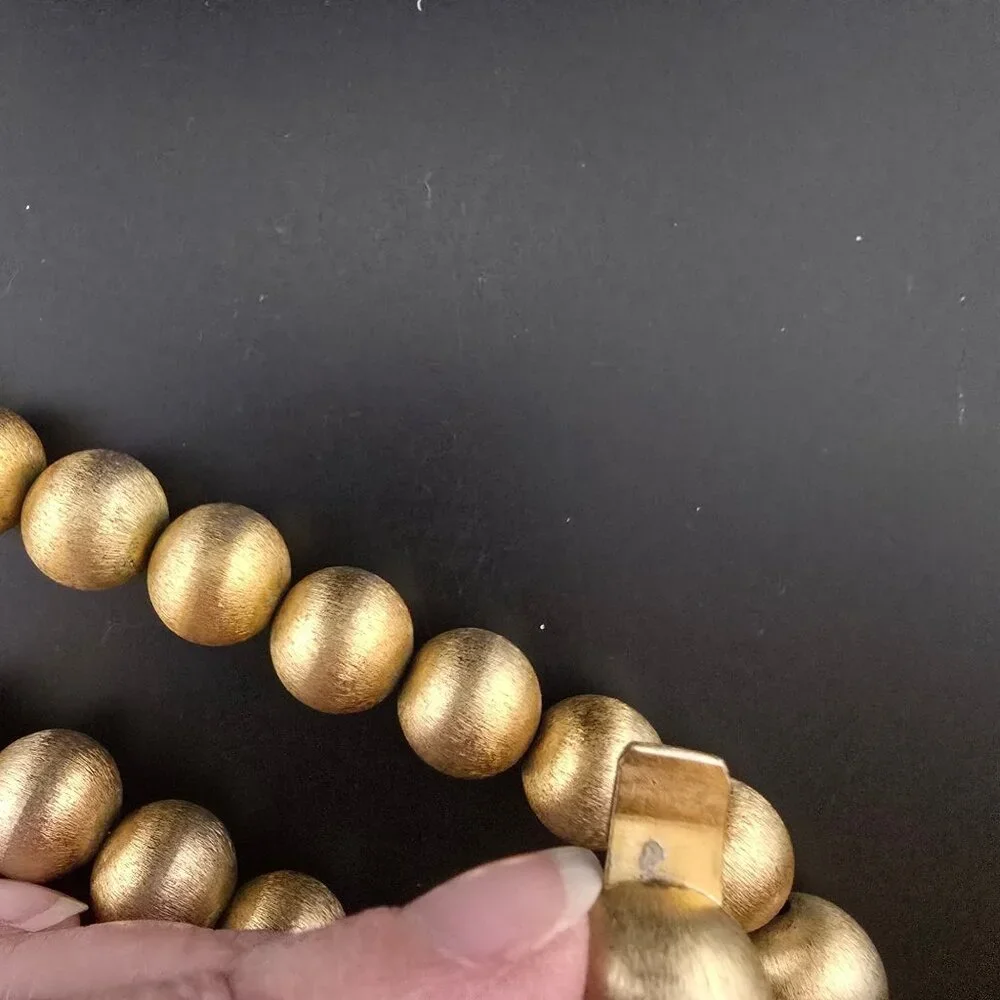 Napier Gold Chunky Beaded Necklace Elegant Brushed Vintage Statement 17" - Picture 10 of 11